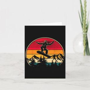 Tarjeta Snowboard Retro Sunset Style Snowboard Winter S