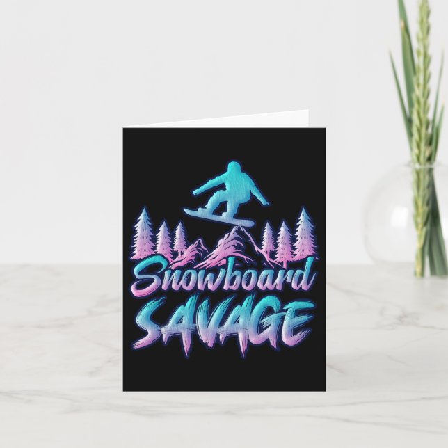 Tarjeta Snowboard Savage Gracioso Snowboardi (Anverso)