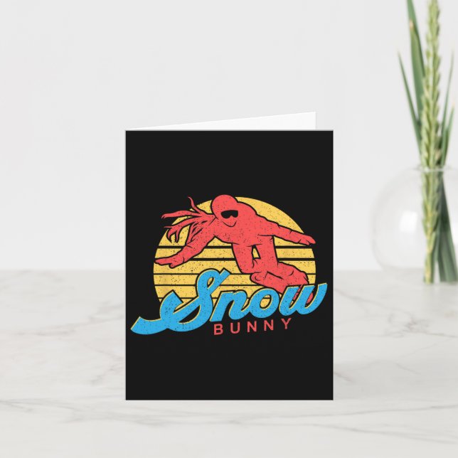 Tarjeta Snowboard Snowboard Chica de conejo retro vintage (Anverso)