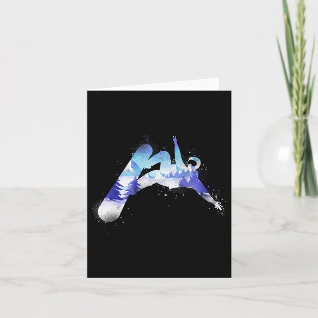 Tarjeta Snowboard Snowboard Vintage Mountain (Anverso)