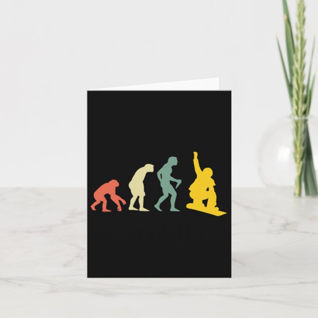 Tarjeta Snowboarder de la evolución del hombre (Anverso)