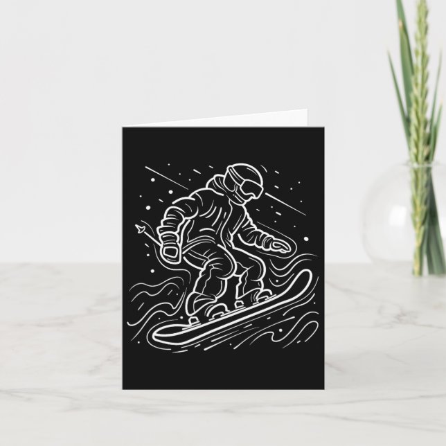 Tarjeta Snowboarder dibujando lecciones de Snowboard (Anverso)