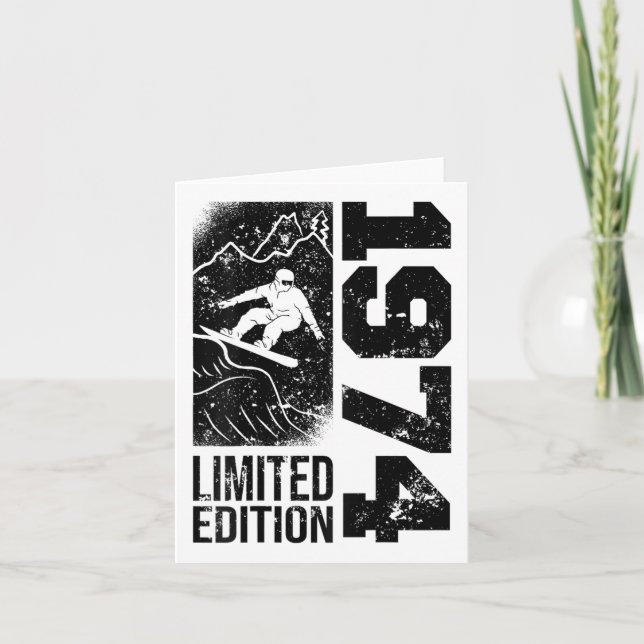 Tarjeta Snowboarder Vintage 1974 Birthday Snowboard Sno (Anverso)