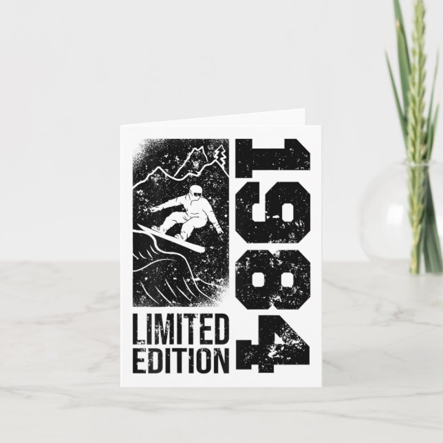 Tarjeta Snowboarder Vintage 1984 Birthday Snowboard Sno (Anverso)