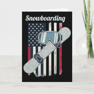 Tarjeta Snowboarding Patriótico Bandera de EE. UU. y Depor