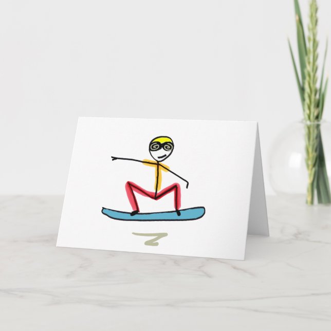 Tarjeta Snowboarding Stickman (Anverso)
