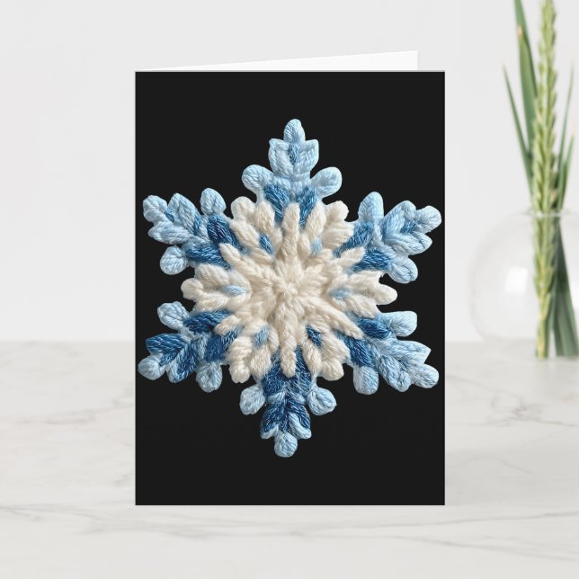 Tarjeta Snowflake Crochet Snow Merry Christmas Xmas Pajama (Anverso)