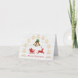 Tarjeta Snowflakes Bells Holly Santa Reindeer Navidades
