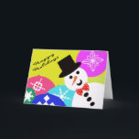 Tarjeta Snowman<br><div class="desc">Un caballero Snowman rodeado de adornos decorativos</div>