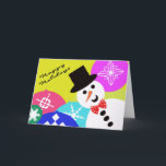 Tarjeta Snowman<br><div class="desc">Un caballero Snowman rodeado de adornos decorativos</div>