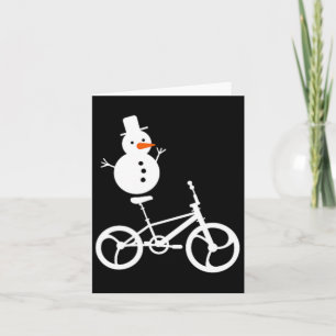 Tarjeta Snowman Bmx Navidades en bicicleta de invierno Sp