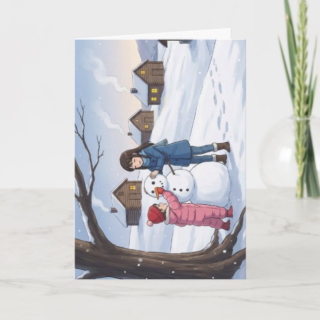 Tarjeta Snowman by the Cabins (Anverso)