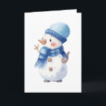 Tarjeta Snowman color agua con bufanda azul y Gorra<br><div class="desc">Snowman color agua con bufanda azul y Gorra</div>