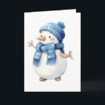 Tarjeta Snowman color agua dulce con bufanda azul y Gorra<br><div class="desc">Snowman color agua dulce con bufanda azul y Gorra</div>