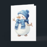 Tarjeta Snowman color agua dulce con bufanda azul y Gorra<br><div class="desc">Snowman color agua dulce con bufanda azul y Gorra</div>