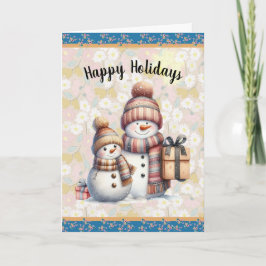 Tarjeta Snowman con paquetes