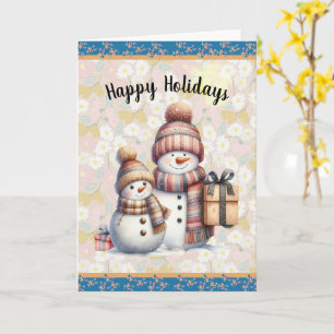 Tarjeta Snowman con paquetes