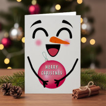 Snowman Feliz Navidad Cute Sonriente Cara Invierno