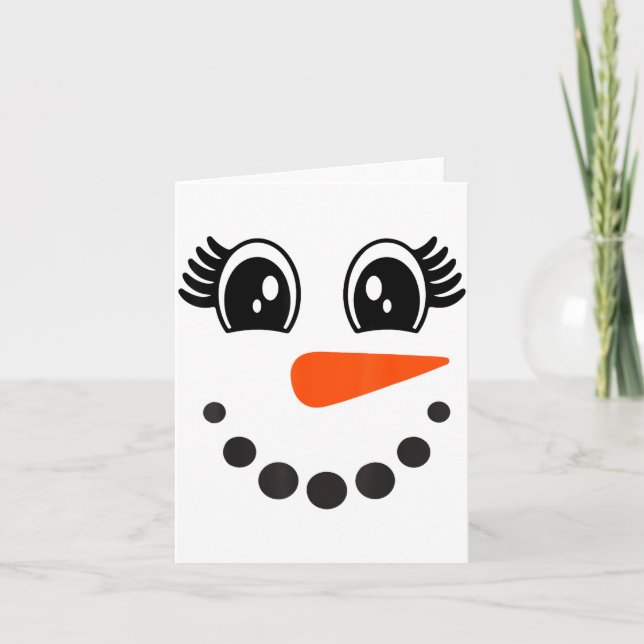 Tarjeta Snowman Girl Face For Girls Christmas Winter  (Anverso)