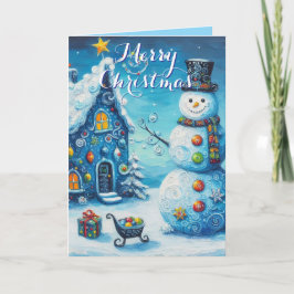 Tarjeta Snowman House presenta Navidades personalizados