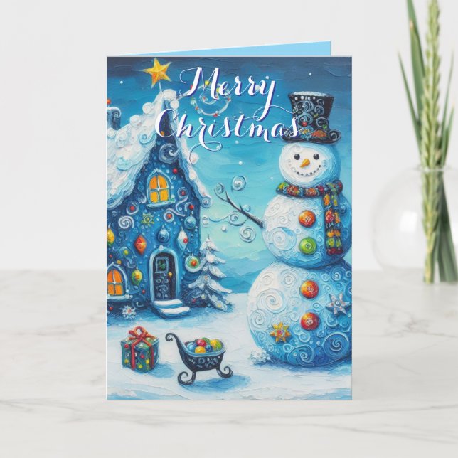 Tarjeta Snowman House presenta Navidades personalizados (Anverso)