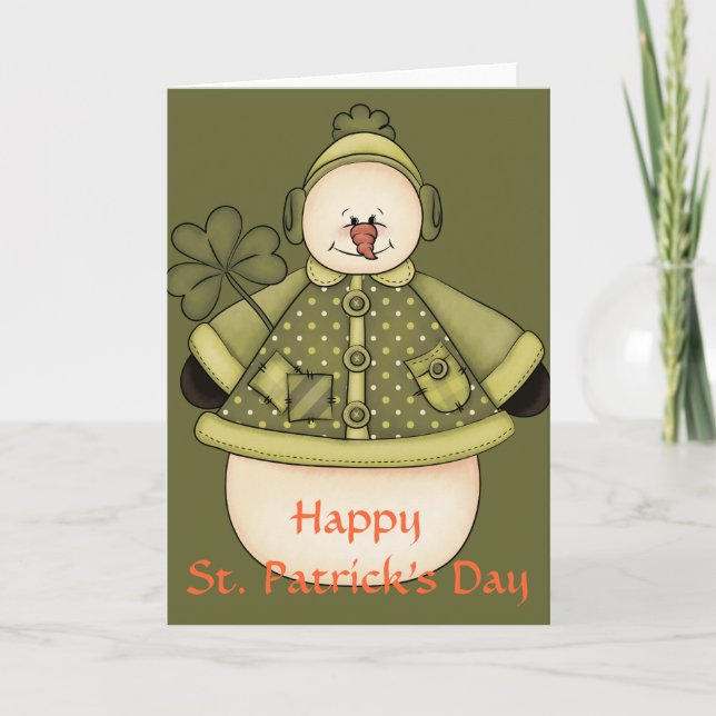 Tarjeta Snowman irlandés d2 St. Patrick's Day Greeting Car (Anverso)