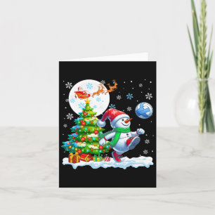 Tarjeta Snowman jugando al voleibol navideño costo colorid