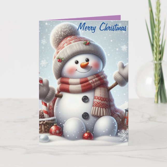 Tarjeta Snowman navideño cutáneo4 (Anverso)