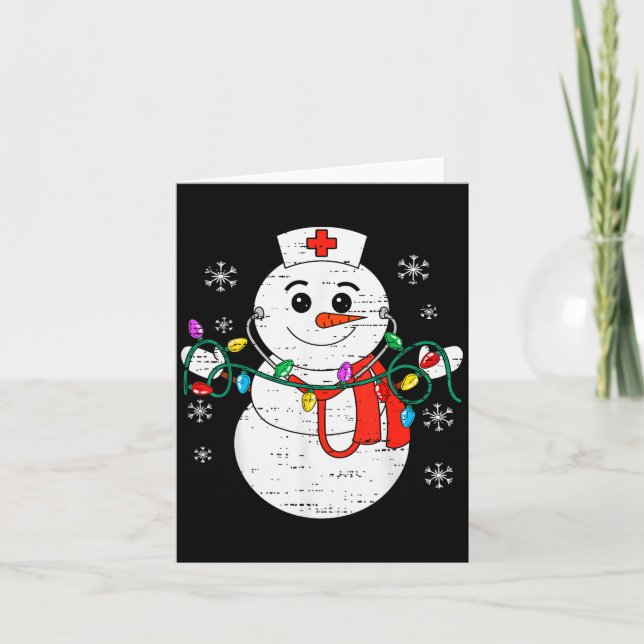 Tarjeta Snowman Nurse Christmas Stethoscope Xmas Scrub Top (Anverso)