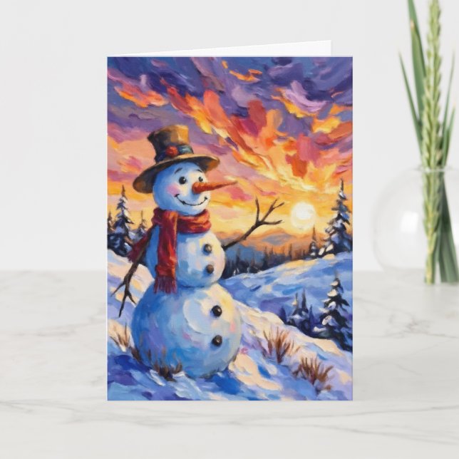 Tarjeta Snowman para Navidades (Anverso)