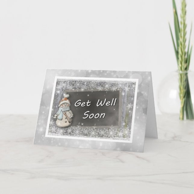 Tarjeta Snowman para recuperarse pronto (Anverso)