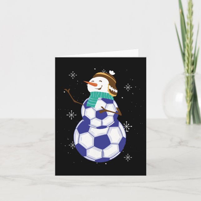 Tarjeta Snowman Soccer Ball Winter Magic (Anverso)