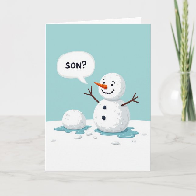 Tarjeta Snowman Son Melting Funny Christmas Card (Anverso)