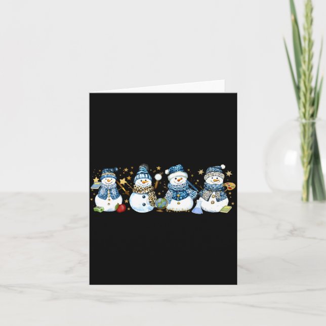 Tarjeta Snowman Teacher Winter Leopard Clroom Cute Blue St (Anverso)
