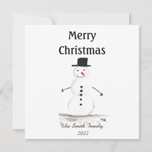 Tarjeta Snowman Winter Snowflake Navidad retro vintage