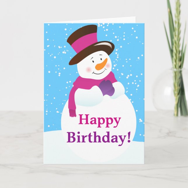 Tarjeta Snowman Winter Wonderland Birthday Greeday Card (Anverso)