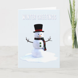 Tarjeta Snowman with hat and scarf. Winter Greetings