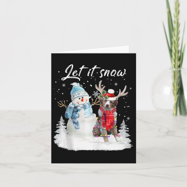 Tarjeta Snowman Xm, Navidades del Pastor Australiano de Sa (Anverso)