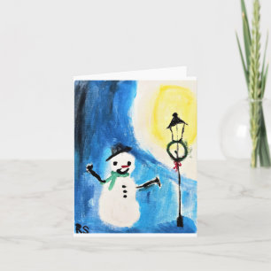 Tarjeta Snowman y Lightpost
