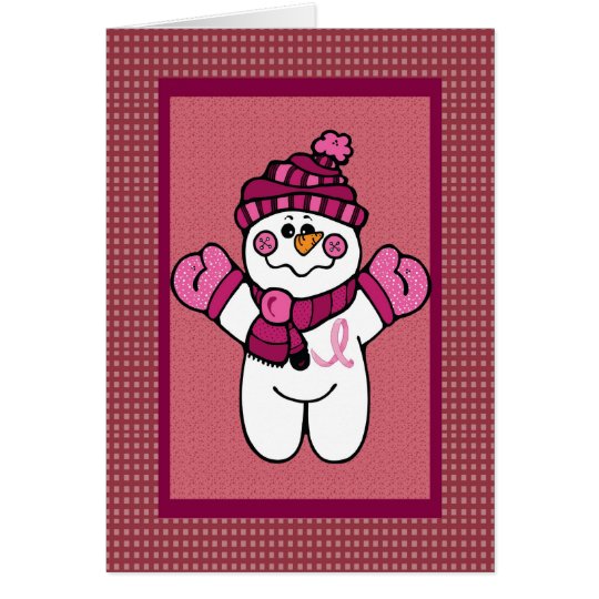 Tarjeta snowwoman rosado de la cinta