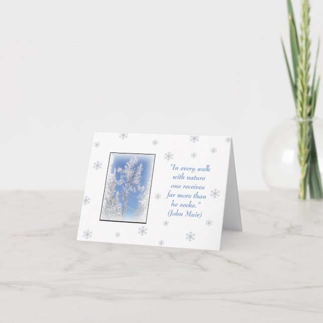 Tarjeta Snowy Aspen John Muir cita a Notecard (Anverso)