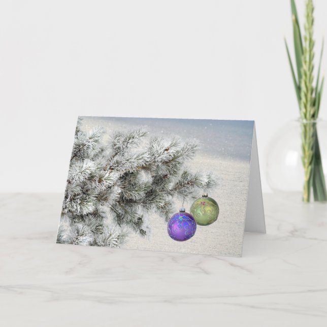 Tarjeta Snowy de vacaciones, personalizar (Anverso)