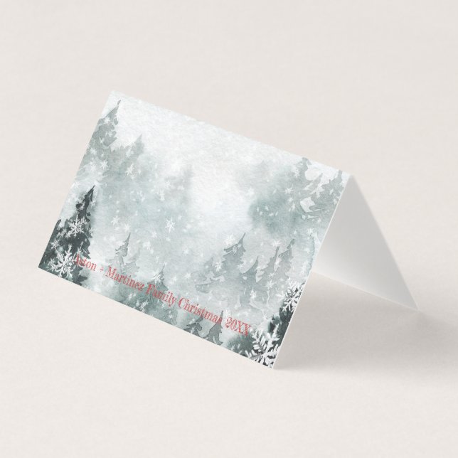 Tarjeta Snowy Mountain Woodland Guest Seplace (Anverso)