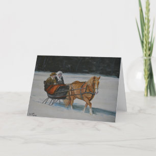 Tarjeta Snowy Ride Winter Scene Greeting Card 5x7