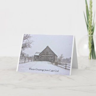 Tarjeta Snowy Winter Cape Cod Scene Greeting Card
