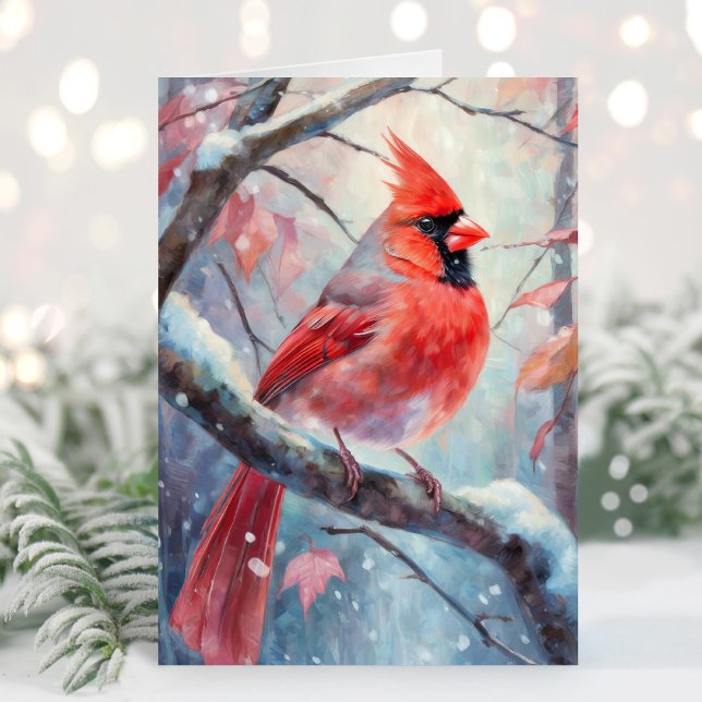 Tarjeta Snowy Winter Cardinal Modern Art (Subido por el creador)