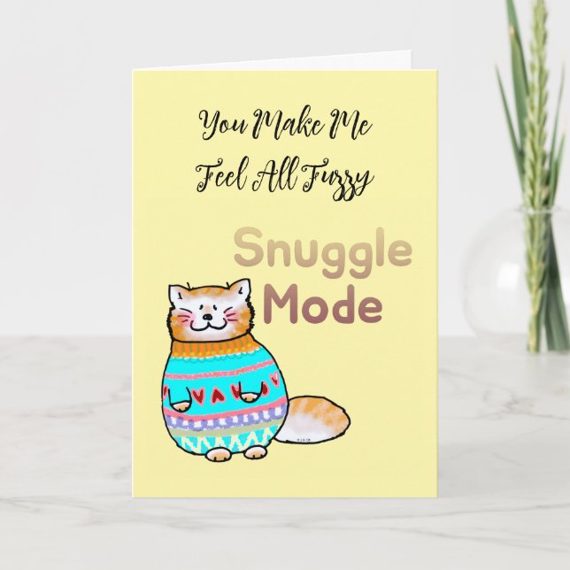 Tarjeta Snuggle Mode Cat Valentine Card (Anverso)