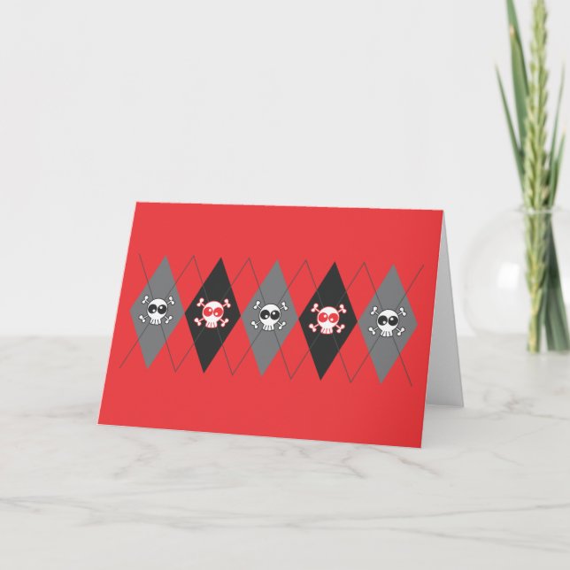 Tarjeta Sobieski Skull Argyle Red Greaming Card (Anverso)