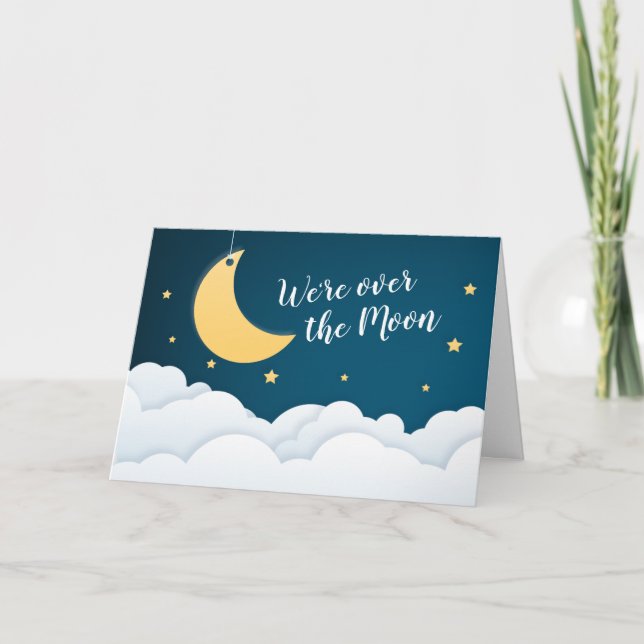 Tarjeta Sobre la luna Baby Shower Gracias (Anverso)