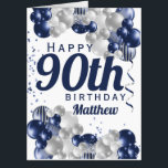 Tarjeta sobredimensionada Jumbo 90th Birthday Navy<br><div class="desc">Una preciosa tarjeta de cumpleaños 90 (o cualquier edad) de la marina y el globo de plata. Este fabuloso diseño es la manera perfecta de desear a alguien un feliz cumpleaños número 9 (¡o cambiar la edad!) Personalice con nuestro propio nombre y mensaje personalizado. Tipografía de color azul y magníficos...</div>